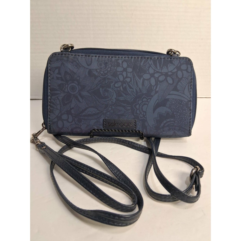 Sakroots Crossbody Wallet Navy Floral‎ Print Convertible Strap Wristlet